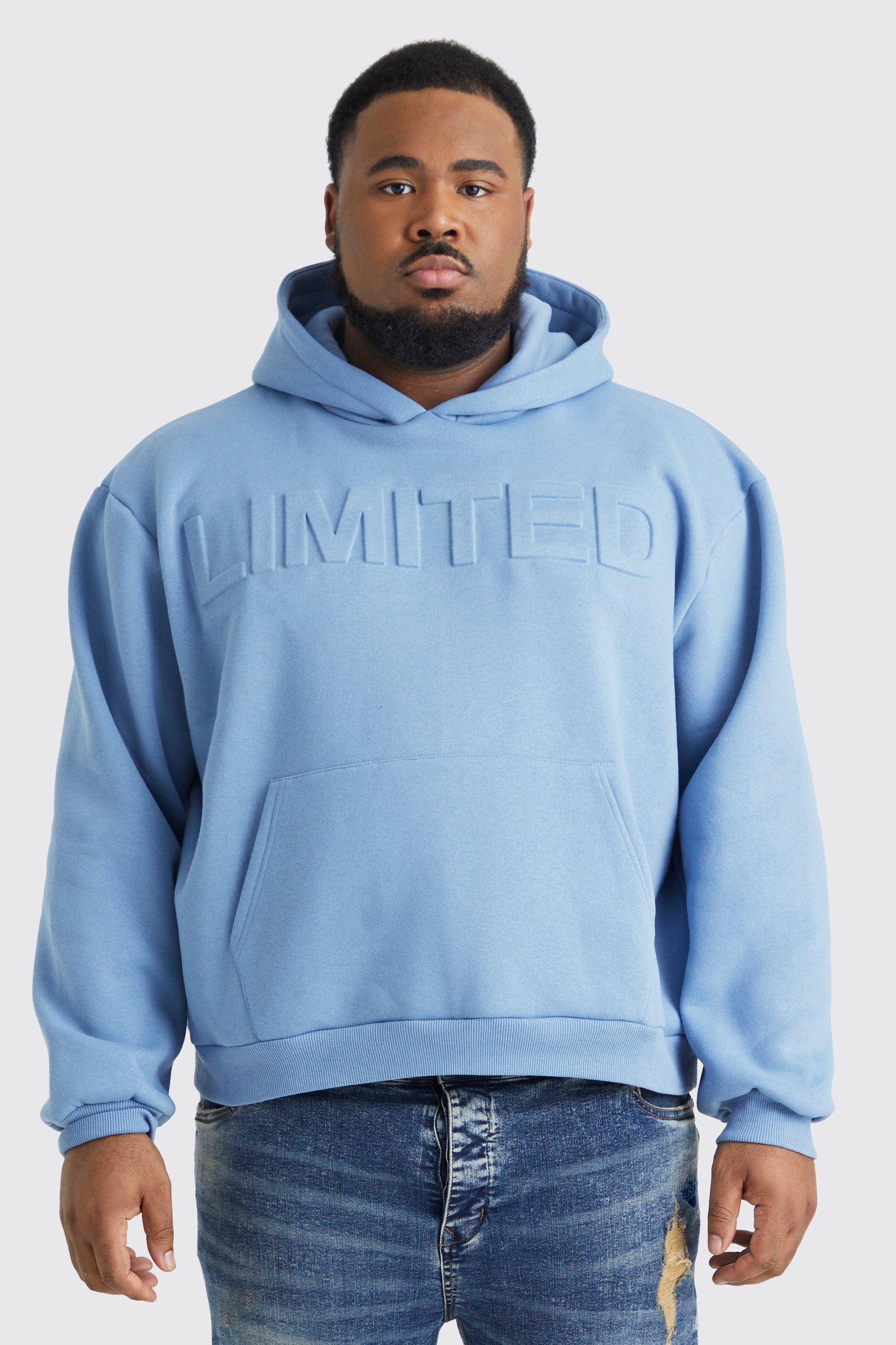 Plus Oversized Boxy Limited Embossed Hoodie | boohooMAN USA